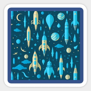 rocket and planets pattern Sticker